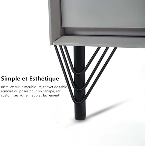 4 sorte metalmøbelben, moderne chic elegant udskiftning Sof