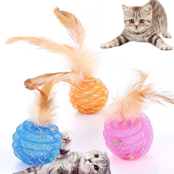 6 st kattfjäderboll, interaktiva boll katt leksaker bollar Interacti
