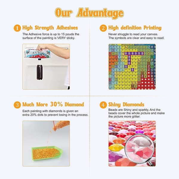 (5D Diamantmaleri Kits til Voksne Jul, DIY Diamantkunst K