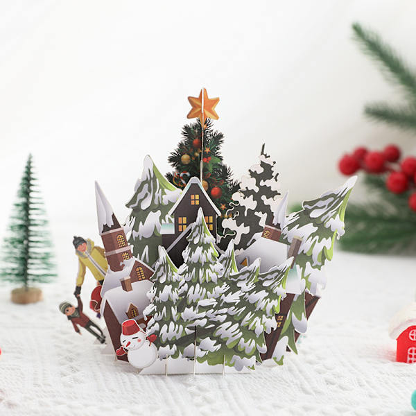 (kuoren satunnainen kuvio) 3D joulukortti Hyvää joulua