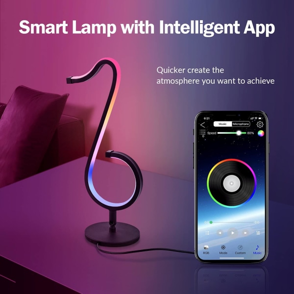 LED-sengelampe, farverig USB-nattelys, dæmpbar RGB-bordlampe