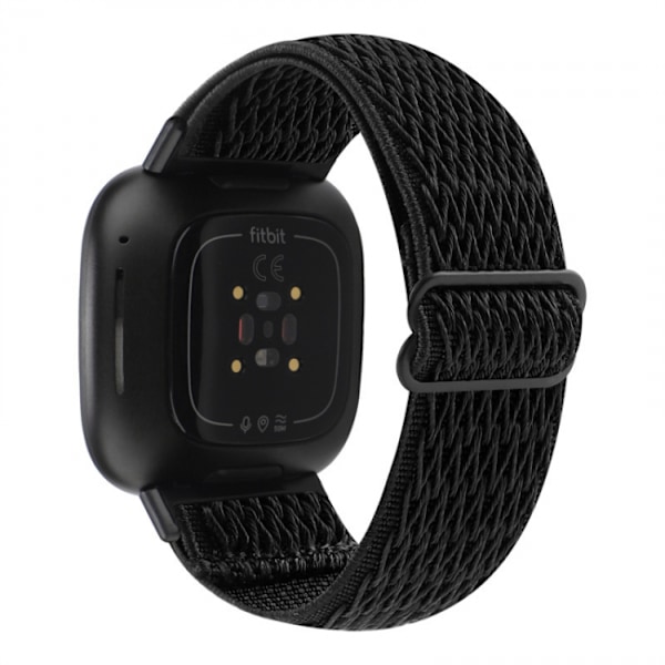 Flätad nylonarmband för Fitbit Versa 3/Sense - Armband Svart