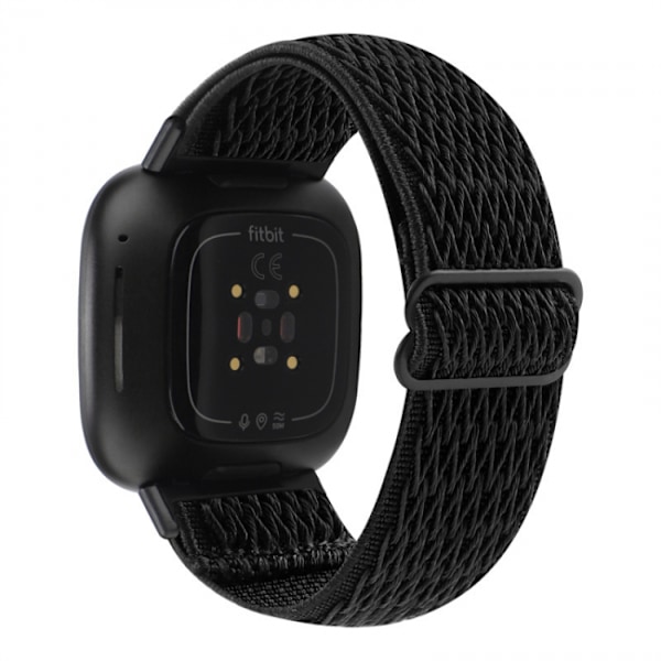 Flettet nylonarmbånd til Fitbit Versa 3/Sense - Armbånd Sort