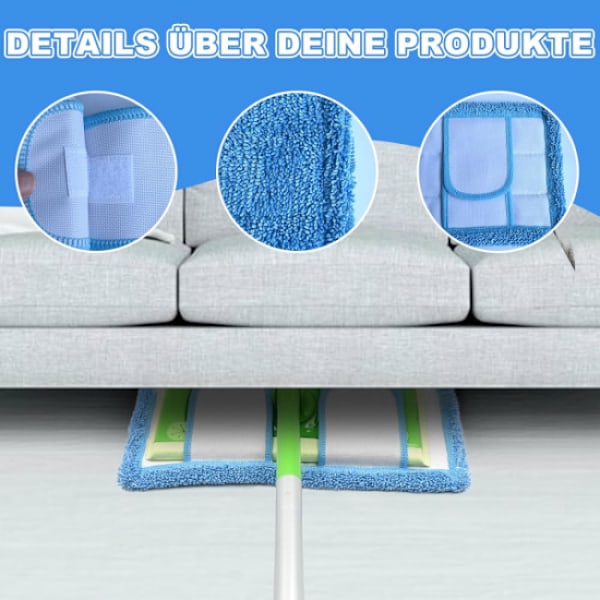 2-pakkaus, sininen Swiffer Sweeper -yhteensopiva, uudelleenkäytettävä vaihtopyyhe
