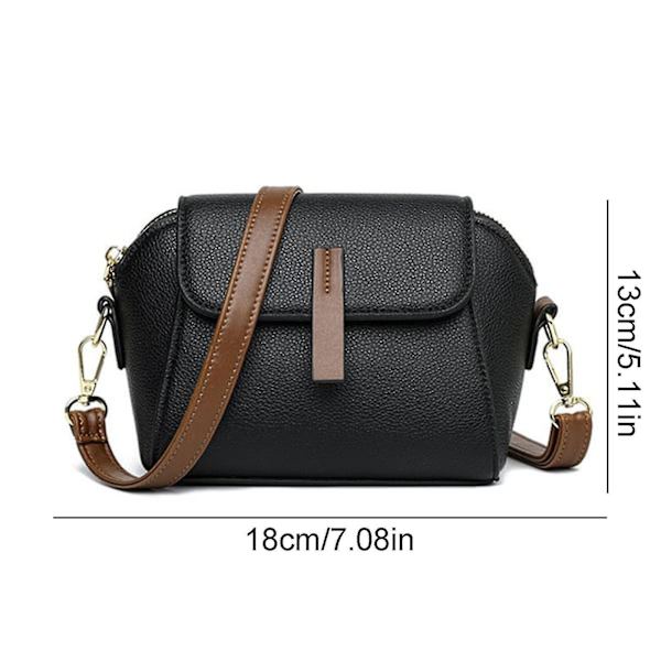 Sort læder trendy og alsidig crossbody taske, skuldertaske B