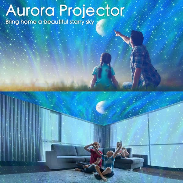 LED stjerneprojektor nattlys, 3 i 1 Aurora Galaxy Projector Se