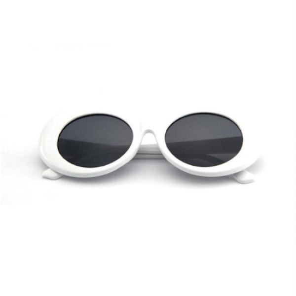 Hvide store runde retro solbriller sort glas hvid