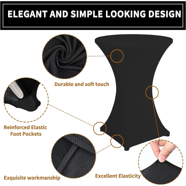 Sæt med 2 Spandex Stretch firkantede hjørne Cocktail duge, 80 x