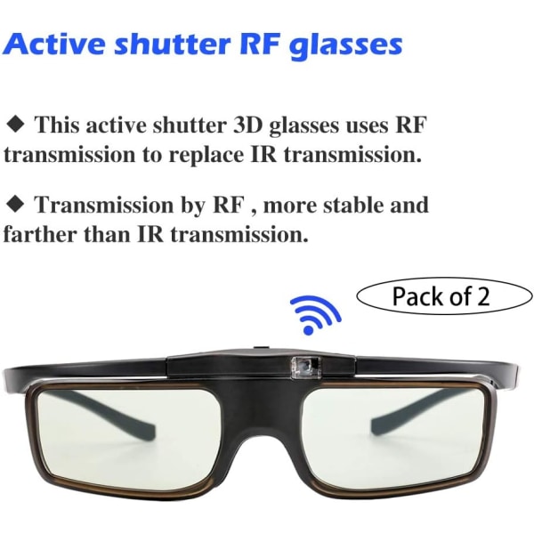 3D-briller, RF Active Shutter 3D-briller oppladbare egnet for
