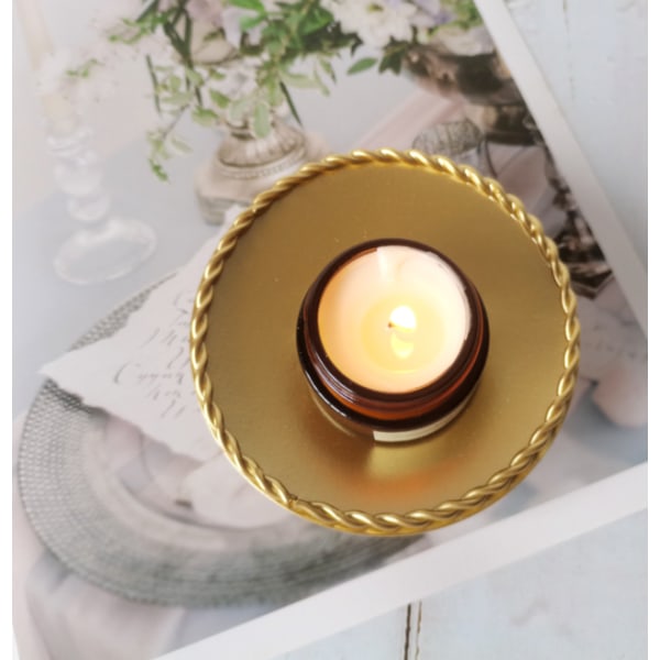 2 stk moderne lysestaker geometrisk gylden lysestake smidd I
