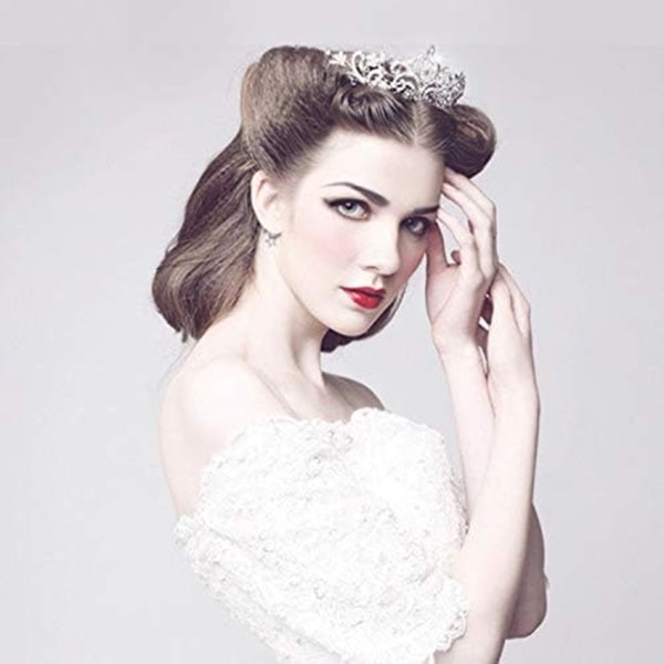 1 stk. Dame Princess Tiara med Kam Tiara Krystall Krone Rhineston