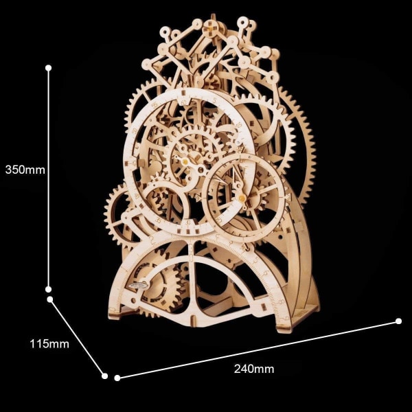 Träklocka 3D Träkonstruktionssats utan lim Laserskurna 3D