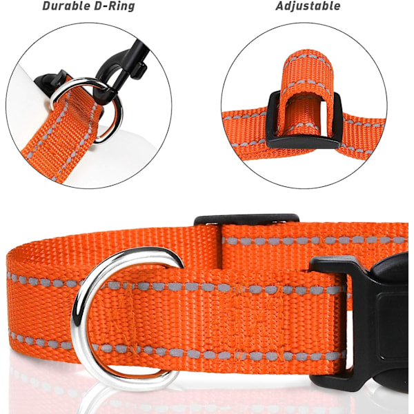 Praktisk hundhalsband, klassiskt justerbart reflekterande nylonhalsband,