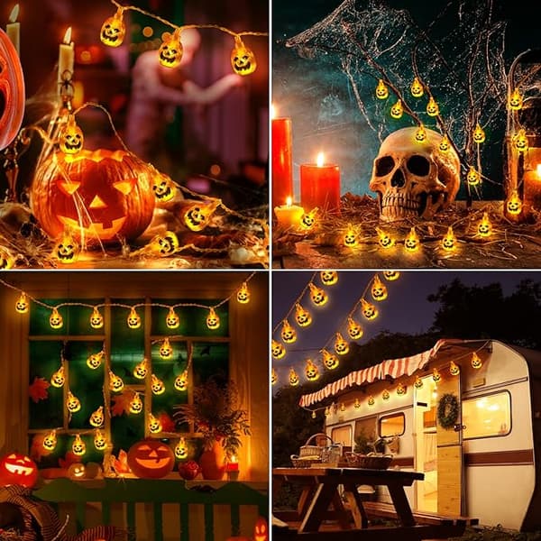 Halloween Lyktesnor, Liten Gresskar 3 meter, 20 lys, Batt
