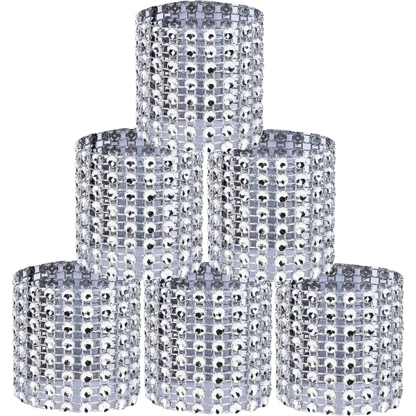 Silver Rhinestone Ribbon Servettring Bling Set för Dekoration 50p
