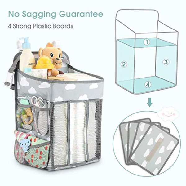 Hengende stellebordkurv - Baby Essentials Organizer - Bleie