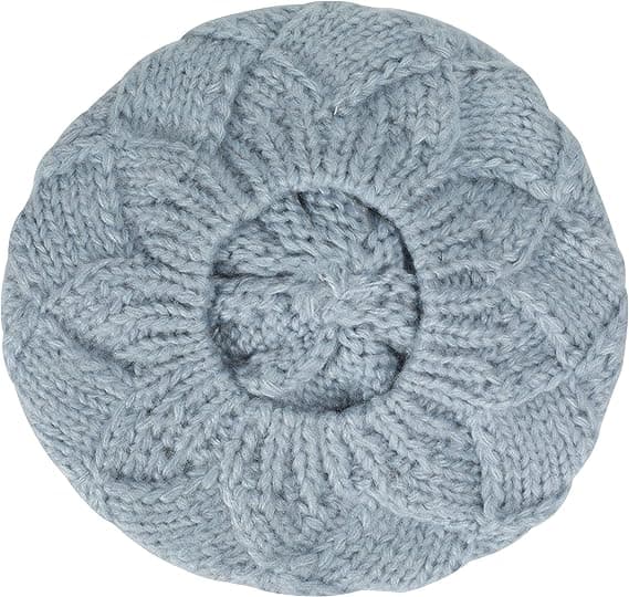 Blå dam vinter stickad basker mössa mode fuskpäls pompom varm ber