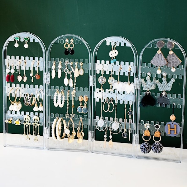 Transparent fyrkantig 240-håls, hopfällbar akrylörhängesdisplay