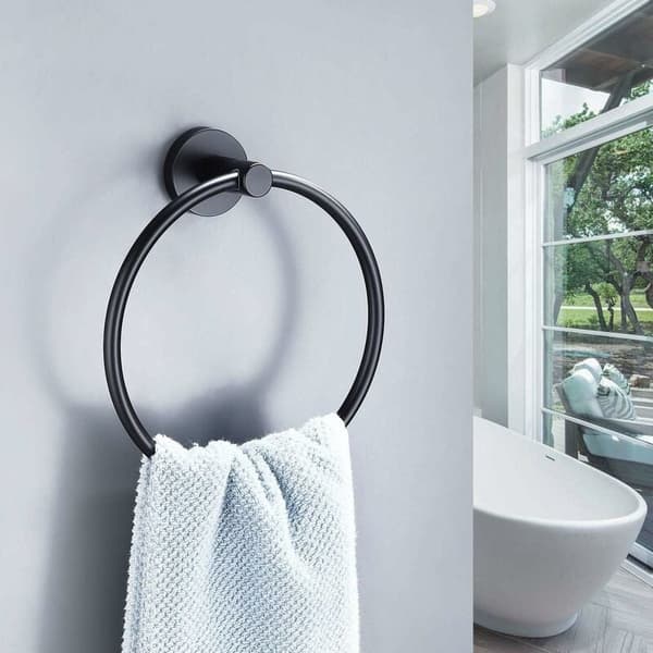 Sort håndklæde og toiletpapirholder sæt badeværelse tilbehørssæt 4 P