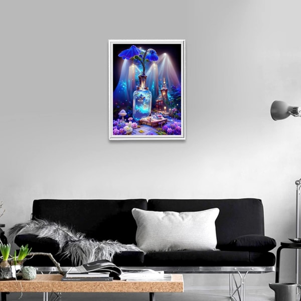 30 × 40 cm DIY Diamond Art Painting Kit, 5D Blue Flower Pictures S