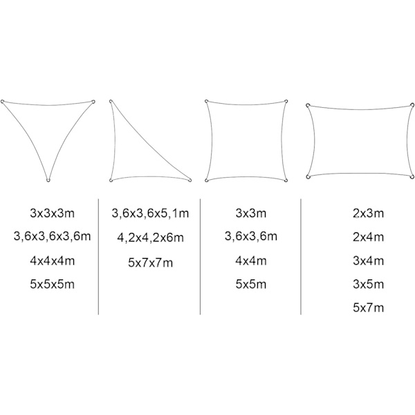 Skuggskydd Triangel 3x3x3 m Andningsbar HDPE Skuggduk Solskydd
