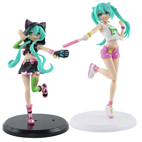 Cartoon Hatsune Miku Färgglad Scen Original Målning Vacker G