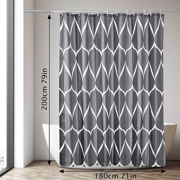 1 kpl musta suihkuverho 180x200CM vedenpitävä polyesterikangas Ma