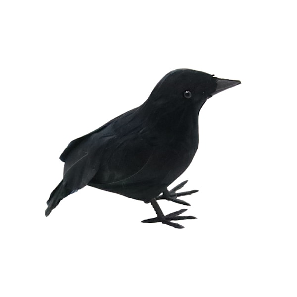 2 st. Konstgjorda Kråkor Halloween Dekoration med Svarta Fågel Fjädrar