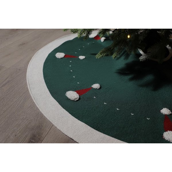 Mørkegrøn 3D frotté julehat træskørt 122cm og tyk Chri