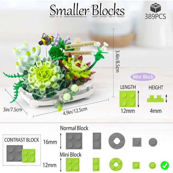 Ett set med byggklossar för saftiga växter och körsbärsblommor - a