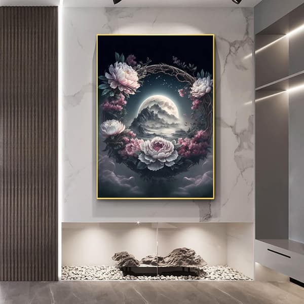 30x40cm (Landskapsmåne) Diamantmaleri, 5D Diamantmaleri Ki