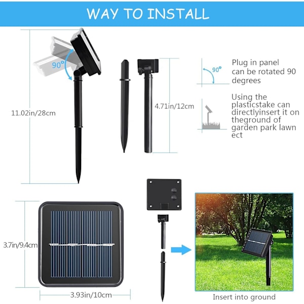 Ulkoinen aurinkovaloletku, 12M 100 LED-putkisolunauhavalot, 8