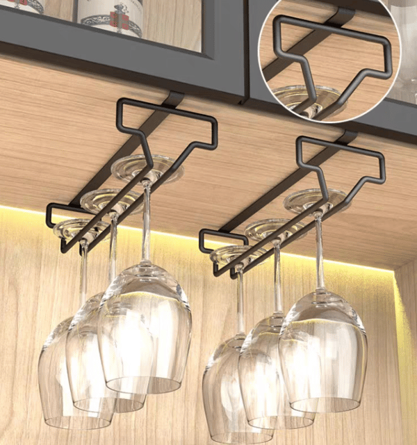 Under-the-cabinet vinholder til rødvinsglas