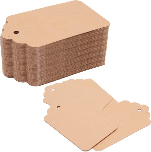 Kaki Tag Pack med 100 Presentaskar 3 x 5 cm, Brun – Premiumkvalitet