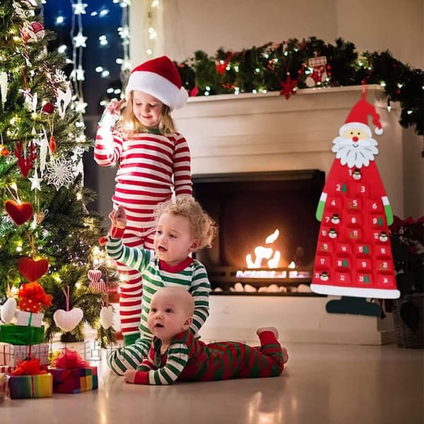En julekalender, 45 * 115cm rød, julekalender D