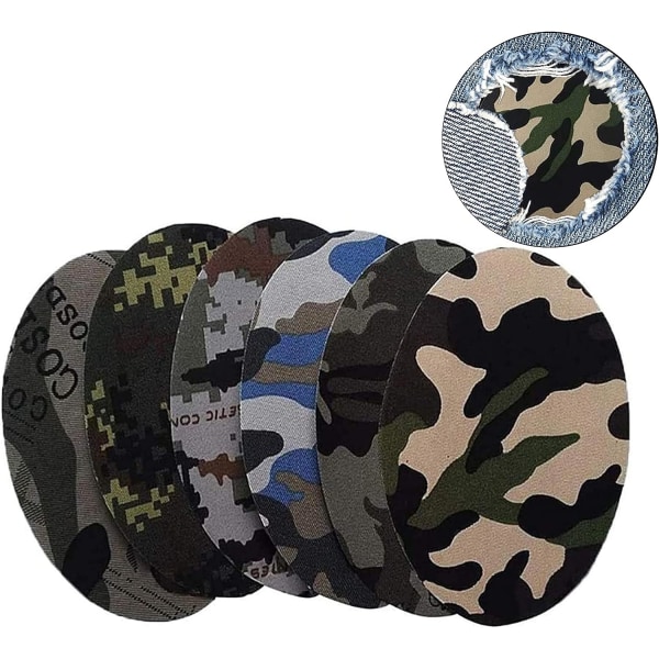 12 stk. Patch, Camouflage Oval Form Stof Patches, Oval Stof P
