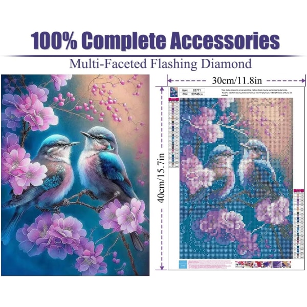 Diamond Art Kits för vuxna, 5D Hummingbird DIY Diamond Art Painti