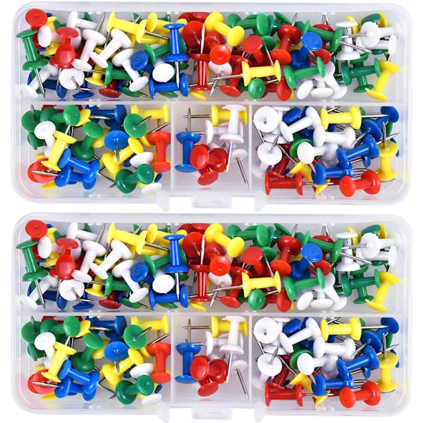 200 st flerfärgade dekorativa tryckstift, 5 färger plast huvud P