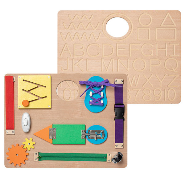 Busy Board Montessori - Aktivitetsbrett for barn - Sensoriske leker i tre