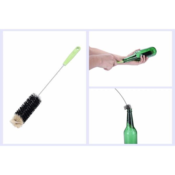2 erittäin pitkää pulloharjaa, pullonpesin kapeille pulloille