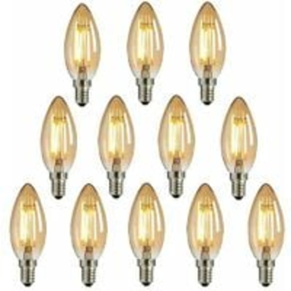 12 st E14 Edison Glödlampa, Nuodi LED Ljusfläkt Antik Amber