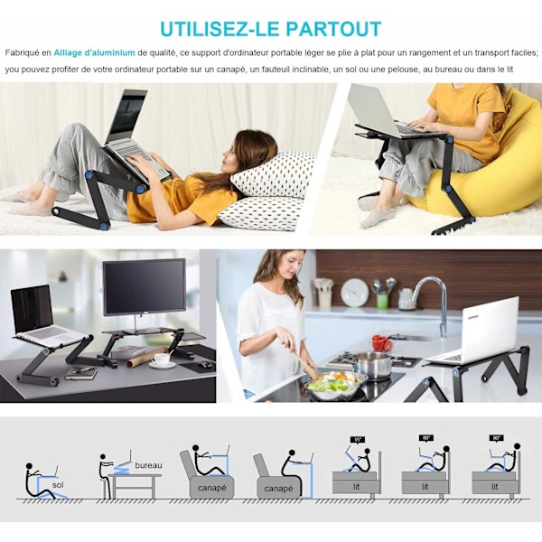 Laptopstativ - Fällbart sängbord, PC-bord, lutande läsning