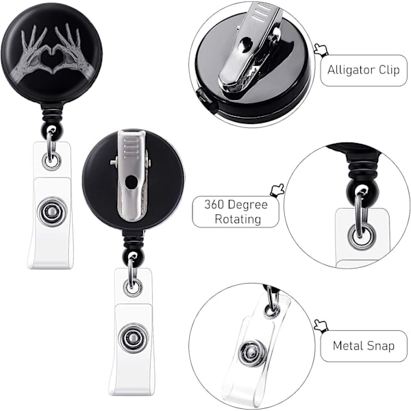 3 stk. X-Ray Badge Reel Retractable Hands X-Ray Heart Nurse Nam