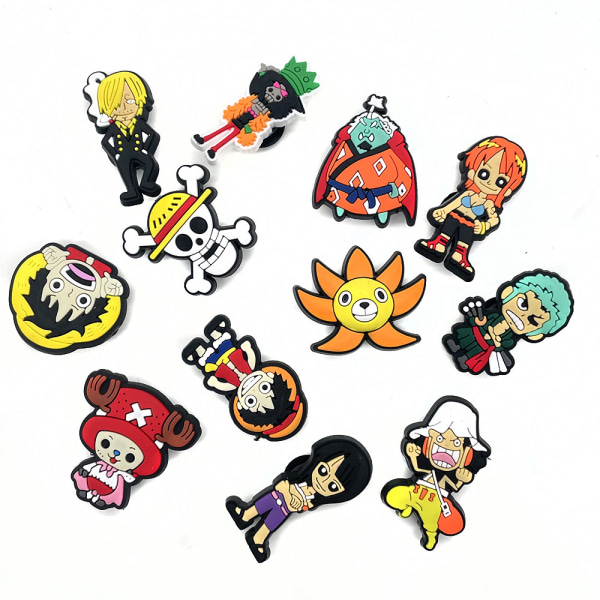 12 st One Piece-serie Crocs-sko Blommiga Skoband Dekorativa B