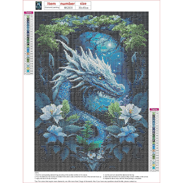 30x40cm Metsälohikäärme DIY-timanttimaalaus, 5D DIY-timanttimaalaus