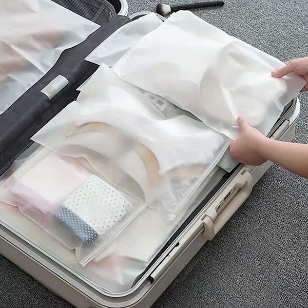 20 kpl vedenpitävää matkalaukkua, vetoketjullinen läpinäkyvä muovinen matkalaukku, M