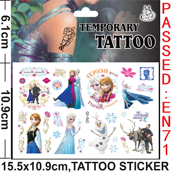 Frozen-tatuoinnit - 4 kuvaa - Moniväriset lasten tatuoinnit