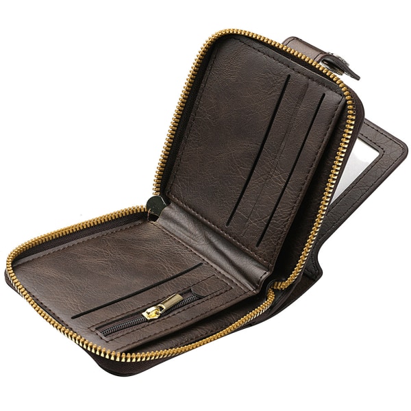 Kaffe-farget, retro PU-skinn, liten lommebok for menn, myntlomme