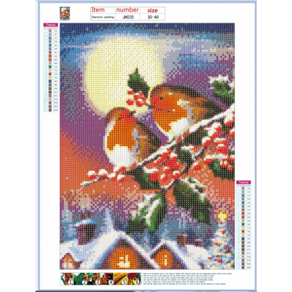 （5）4 stk DIY diamantmaleri julekit, 5D juleembr