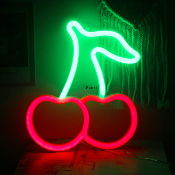 Kirsebær Neon Lys til Soveværelse Neon Skilte Rød Grøn Led Neon Væg